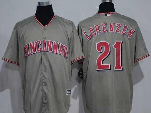 Reds #21 Michael Lorenzen Grey New Cool Base Stitched MLB Jersey - Click Image to Close